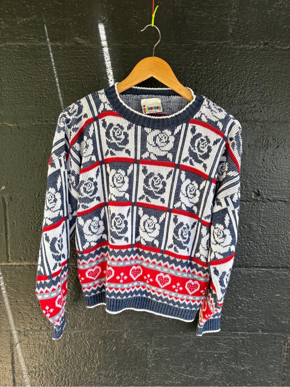 Hot Cashews Vintage Red, White & Blue Knit Sweater